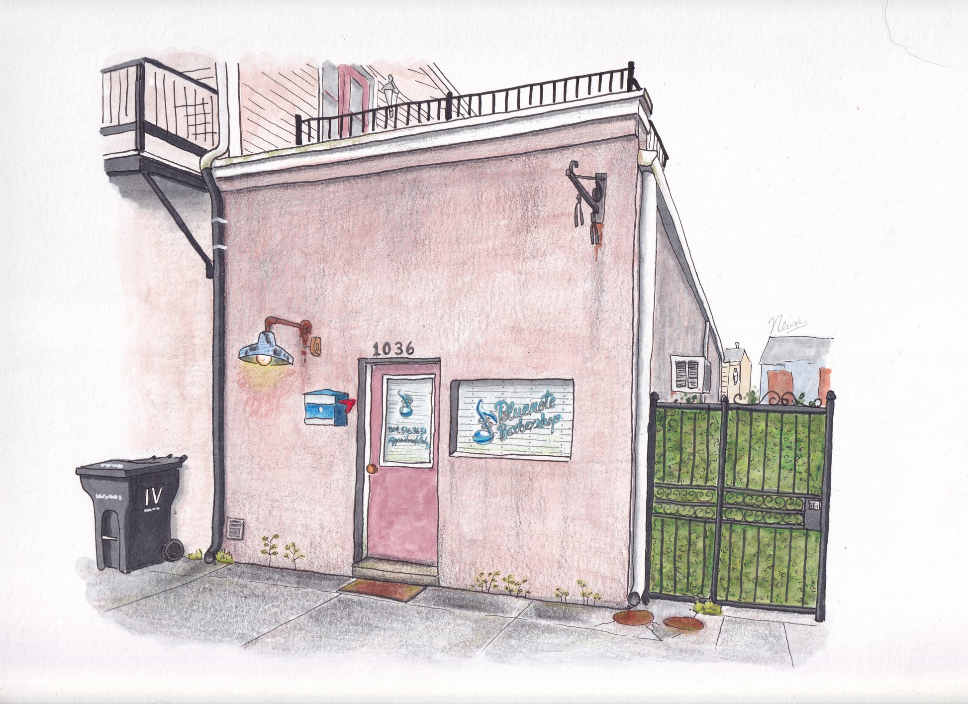 Bluenote barbershop at 1036 Henriette Delille in the Treme neighborhood of New Orleans.